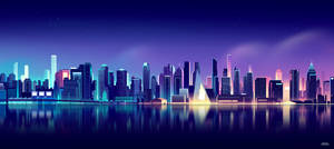 Neon lilla estetisk fjern by — Neon lilla estetikk Bakgrunner