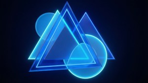 Abstrakte neonblå geometriske former — Neon blå Bakgrunner