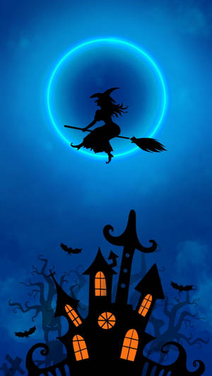 Neonmåne Halloween-bakgrunn