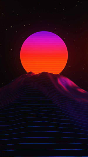 Bakgrunnsbilde Neonmåne synthwave