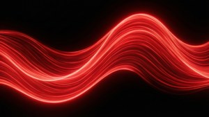 Minimalistisk neonrød abstrakt bølge på svart, moderne og levende bakgrunnsbilde. — OLED Bakgrunner