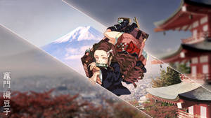 Demon Slayer-bakgrunnsbilde av Kamado Nezuko som ligger i en trekasse.