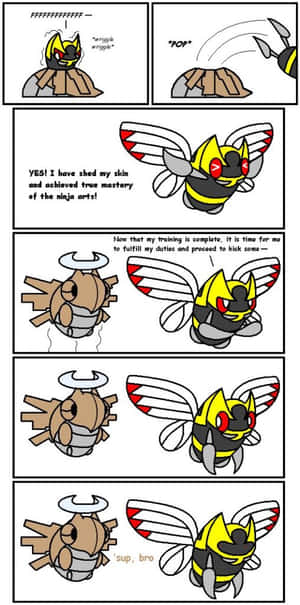 Ninjask og Shedinja tegneseriestripe — Pokemon-telefon Bakgrunner