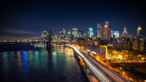 Skarpe lys bybilde av New York bakgrunnsbilde