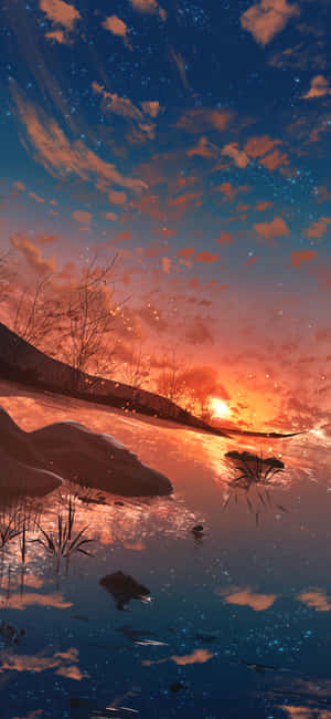 Anime solnedgang iPhone — Vivo X300 FE Bakgrunner