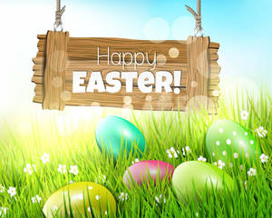God påske hilsen skrevet på hengende tre, påskebakgrunn — 5:4 Bakgrunner