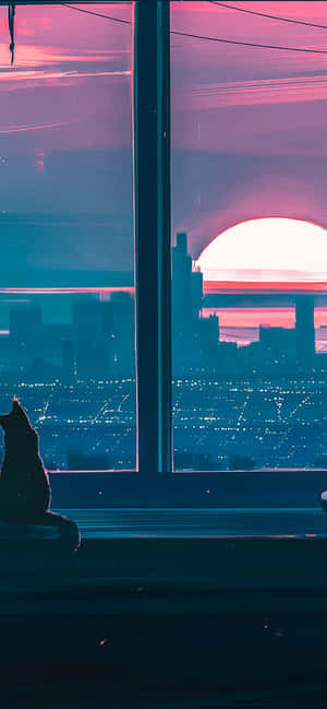 Anime-solnedgang iPhone — Vivo X300 Pro Bakgrunner
