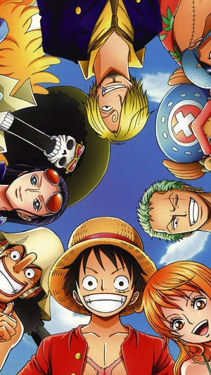 One Piece-telefon med Stråhatt-piratene i sirkel