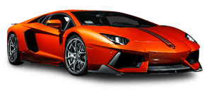 Oransje Lamborghini Aventador sett fra siden