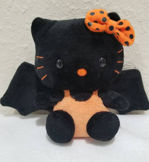 Oransje-svart flaggermus Hello Kitty Halloween-bakgrunn — Hello Kitty Halloween Bakgrunner