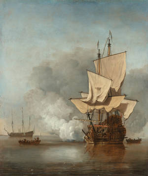 Painted Galleon Ship telefonbakgrunnsbilde — Galaxy Z Fold 6 Bakgrunner