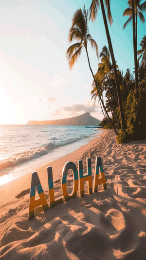 Hawaii-strand, tre, sand, bakgrunnsbilde, himmel, blå himmel, fjell, vann, grønt tre, strand, aloha, øy, hav, natur