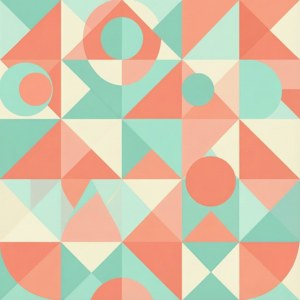 Moderne pastellgeometrisk mønster med trekanter og sirkler.