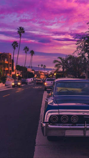 Pastelltelefon Pastellhimmel — Solnedgang i los angeles Bakgrunner