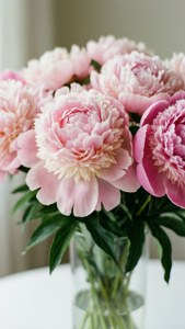 Romantiske pastellrosa peoner i en vase, myk fokus. — Pastellrosa Bakgrunner