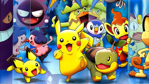 Pikachu med andre Pokemon-venner bakgrunnsbilde