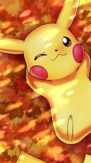 Bakgrunnsbilde av Pikachu tegnet i anime-lignende visuell stil.