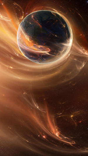 Planet med gyllent lys i rommet iPhone — Space iPhone Bakgrunner