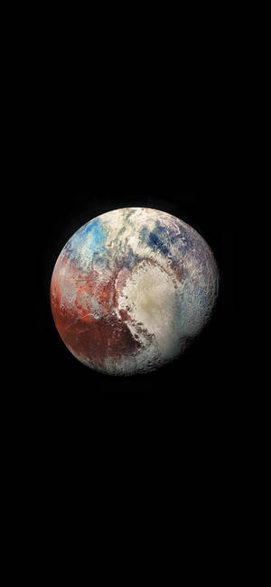 AMOLED-bakgrunnsbilde av planeten Pluto mot svart bakgrunn. — iPhone 12 Bakgrunner