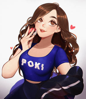 Pokimane animert kunst — Vivo X Fold Bakgrunner