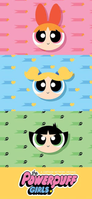 Powerpuff Girls Collageplakat bakgrunnsbilde — iPhone 15 Plus Bakgrunner