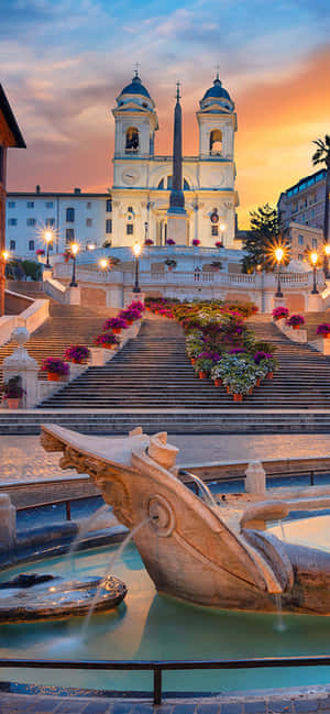 Fantastisk solnedgang over Spansketrappen i Roma — Oppo Reno15 Pro Bakgrunner