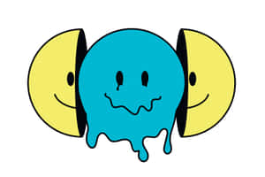 Psykedelisk Smelte Dryppende Estetikk Trippy Smilefjes — Estetisk kunst Bakgrunner