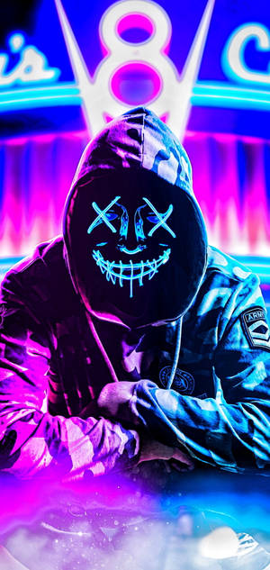 Purge maske blå rosa bakgrunnsbilde — iPhone 11 Pro Bakgrunner
