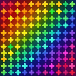Glad bakgrunn med regnbue plusstegn i gradient. — Tecno Phantom V Flip2 Bakgrunner