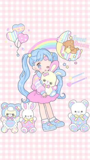 Kawaii regnbueanimejente bakgrunn.