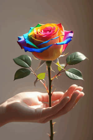 kjærlighet,regnbue,lgbtq,stolthet,åndelig,rose,valentine,hånd,blomst