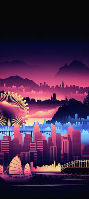 Synthwave City — Honor GT Pro Bakgrunner
