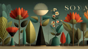retro,vintage,illustrasjon,midcentury,moderne,floral,plante,abstrakt,design,kunst,grafisk,stilisert,plakat,botanisk,dekorativ — Abstrakt Bakgrunner