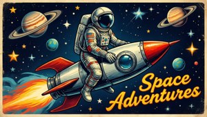 Plakat i vintage-stil med astronaut på rakett — Rommet Bakgrunner