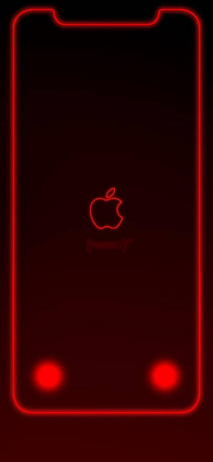 Apple-logo med neonrød kant iPhone XR-bakgrunn — iPhone Xr Bakgrunner