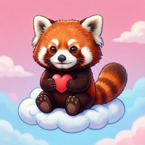 Søt chibi-inspirert rød panda-bakgrunn med myke pastellfarger. — Tecno Phantom V Flip2 Bakgrunner
