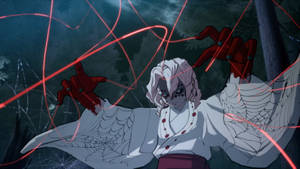 Rød silke Rui Demon Slayer bakgrunnsbilde — Rui Demon Slayer Bakgrunner