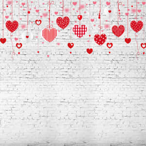 Rødt søtt Valentinsdagshjertebanner med murvegg — Søt valentinsdag Bakgrunner