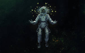 Romestetisk astronaut og sommerfugler bakgrunnsbilde — Sommerfugl estetisk GIF Bakgrunner