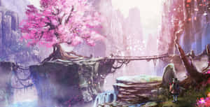 Rosa anime-estetiske bilder — Estetisk rosa Bakgrunner