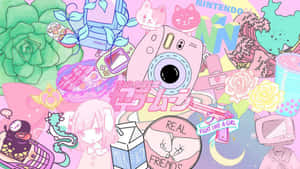 Rosa Kawaii-bakgrunn for en søt stemning