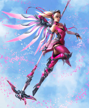 Rosa Mercy med vinger bakgrunnsbilde — Galaxy Z Fold 5 Bakgrunner
