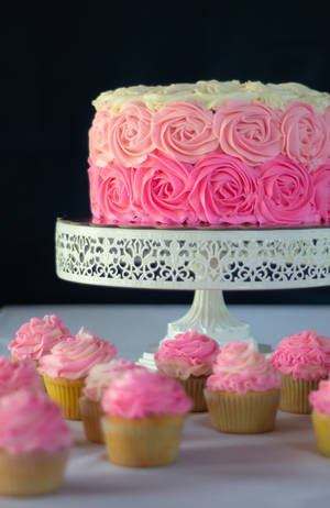 Rosa rosekake og cupcake bakgrunnsbilde — Honor MagicPad 3 Pro 12.3 Bakgrunner