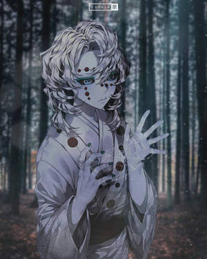 Rui Demon Slayer i skogen bakgrunnsbilde — Rui Demon Slayer Bakgrunner
