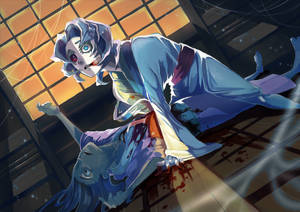 Rui Demon Slayer i huset bakgrunnsbilde — Rui Demon Slayer Bakgrunner
