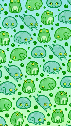Rund kawaii-frosk i mønster-bakgrunnsbilde