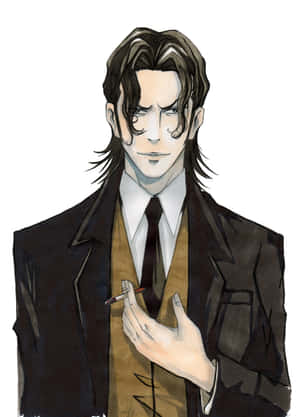 Sakuya Togane, den gåtefulle karakteren fra Psycho-Pass, i en alvorlig positur. — Kindle Bakgrunner
