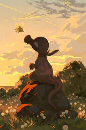 Salandit med Cutiefly — Solnedgangshimmel Bakgrunner