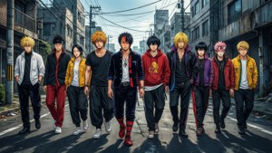 Tokyo Revengers-gjengen marsjerer sammen. — Tokyo revengers Bakgrunner