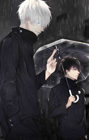 Satoru og Megumi Jujutsu Kaisen telefon mørkt regnvær — Infinix Xpad 30 Pro Bakgrunner